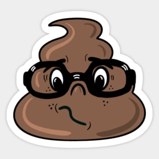 Nervous and nerdy poop emoji Sticker